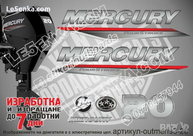 MERCURY 20 hp FS 2019-2022 Меркюри извънбордов двигател стикери надписи лодка яхта outmerfs3-20, снимка 1 - Аксесоари и консумативи - 43245417