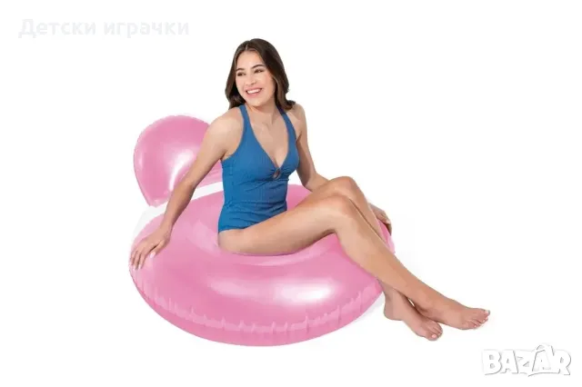 Надуваемо кресло Pillow-Back Intex, 137 х 122 см, PVC, с облегалка, син/розов, снимка 2 - Надуваеми играчки - 49928015
