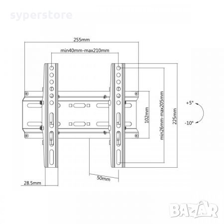 Универсална стойка за Телевизор 23 - 43" SBOX PLB-2522T Стенна Нископрофилна за TV до 35кг., снимка 2 - Стойки, 3D очила, аксесоари - 33345060