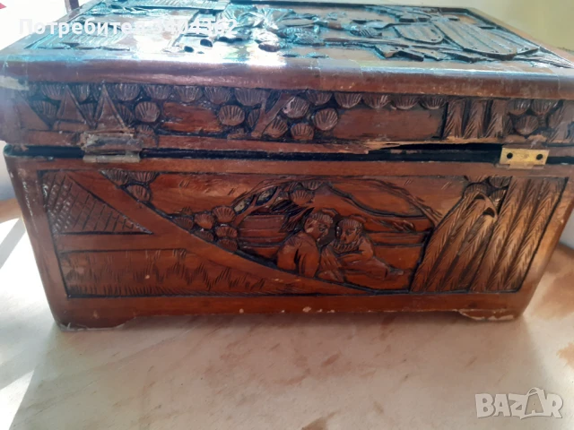 Стара дървена китайска кутия - дърворезба, снимка 7 - Антикварни и старинни предмети - 51132326