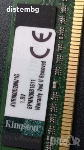 Памет 1GB DDR2 800 Kingston ValueRAM - KVR800D2N6/1G, снимка 2 - RAM памет - 40722271