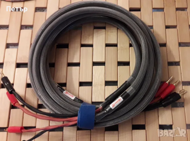 HiFi кабел с висока чистота 6N OFC сърцевина с банан 24K . 2 x 3 метра.