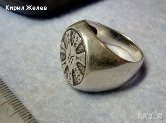 РОЗЕТАТА от ПЛИСКА със ЗНАКА на РОДА ДУЛО Авторски СРЕБЪРЕН ПРЪСТЕН СРЕБРО 925 АРТ ИЗРАБОТКА 13665, снимка 4 - Пръстени - 49917815