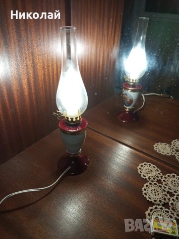 Красива порцеланова нощна лампа, снимка 8 - Антикварни и старинни предмети - 52512515