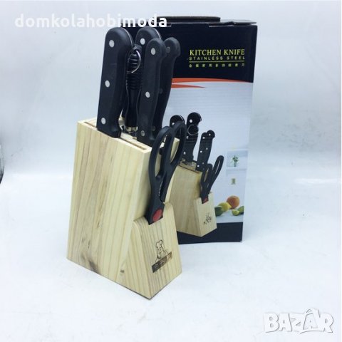 Комплект за кухня с ножове точило и ножица, 8 части