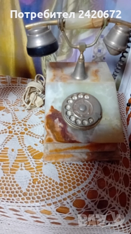 ретро мраморен телефон, снимка 2 - Други - 52678525