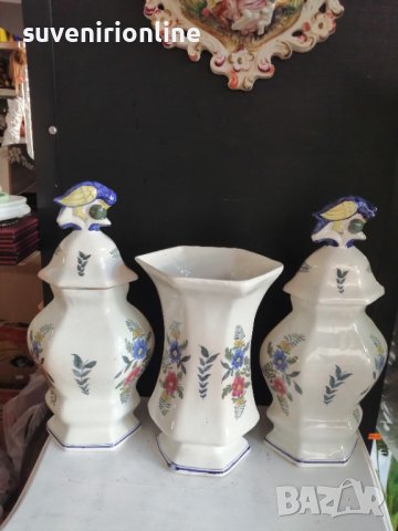 стар комплект вази японски порцелан с печат, снимка 2 - Вази - 40591310