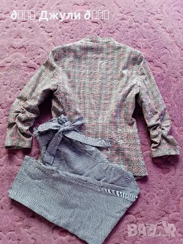 Дамски сет от панталон и блейзър в сиво каре 🤍🩶, снимка 11 - Комплекти - 49344451