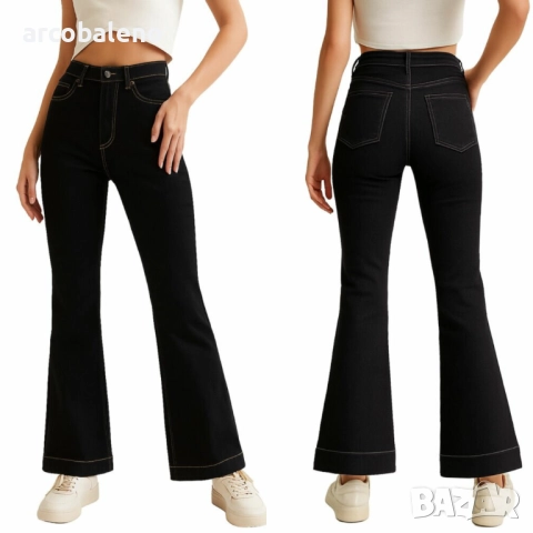 Дамски дънки тип „bootcut“ с висока талия  