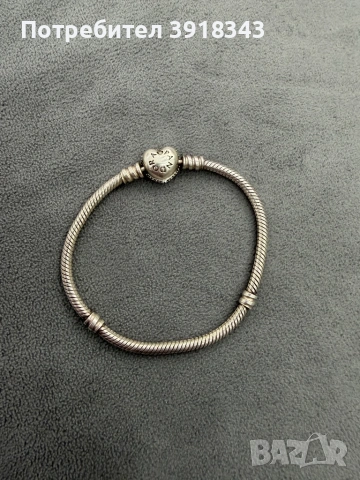 Сребърна гривна Пандора 17см, снимка 2 - Гривни - 53484264