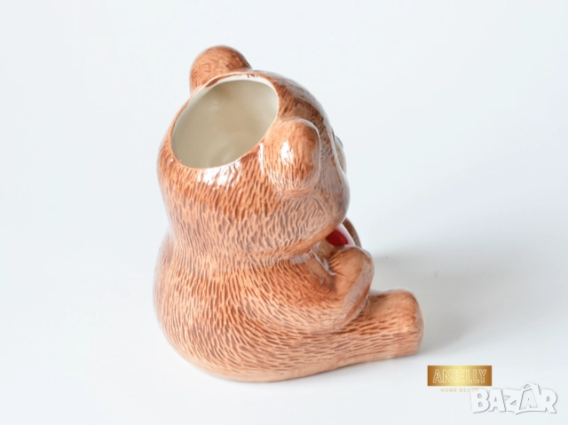 Декоративна Кашпа Мече със Сърце / Керамична Саксия за Цверя и Сукуленти / Подарък за Дете, снимка 7 - Декорация за дома - 52404092