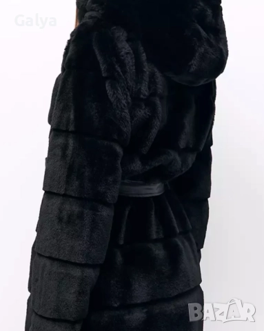 Ново дамско палто Еко косъм с качулка , снимка 2 - Палта, манта - 52215883
