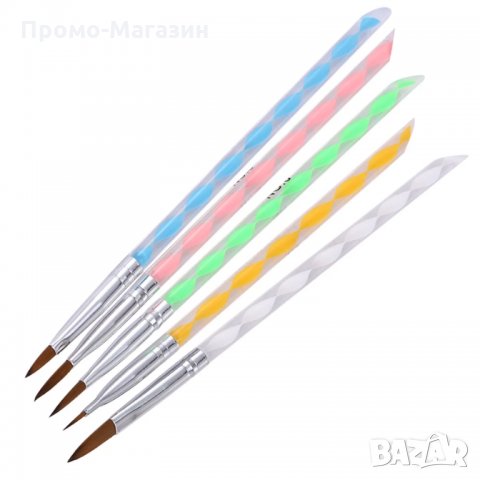 Четки за акрил комплект 5 броя / избутвач за кожички, снимка 11 - Продукти за маникюр - 34717701