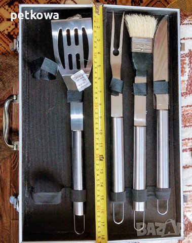 Неръждаем комплект за барбекю скара в куфарче, снимка 1