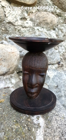 Ръчно изработен африкански дървен пепелник , снимка 4 - Антикварни и старинни предмети - 52585223