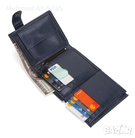 Мъжки кожен портфейл с отделяне за монети, снимка 3 - Портфейли, портмонета - 52620426