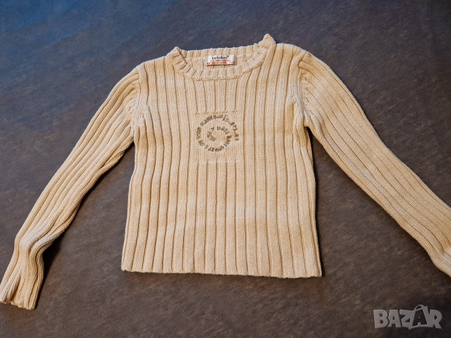 9-12м 80см Блуза с дълъг ръкав, плетиво, бежов, без следи от употреба 