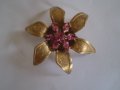Антична брошка Франция цвете с розов кристал 1930г-1940г, снимка 10