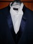 Модерен и стилен син мъжки костюм + елече +  риза + папийонка , снимка 6