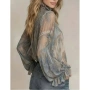 Бохо блуза от шифон с висока яка, снимка 2
