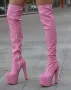 Чизми на ток - розова кожа - GSB3, снимка 1