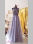 Бална рокля от тюл с деколте от пайети в лилаво, снимка 1 - Рокли - 40621827