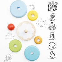 Le Toy Van – Дървена играчка за малки деца Rainbow, 7 части, снимка 6 - Образователни игри - 43114770