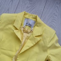 Дамско жълто сако 7/8 ръкав, снимка 2 - Сака - 40630870