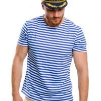 Нов мъжки моряшки комплект: моряшка класическа тениска без бие и капитанска шапка, снимка 4 - Тениски - 37662389