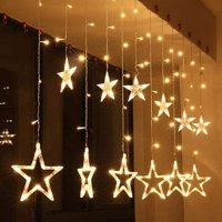 LED Завеса с коледни звезди, снимка 6 - Декорация за дома - 43764576