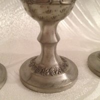 Немски старинни калаени чаши на столче "Lindenwirthin" лична колекция, снимка 3 - Антикварни и старинни предмети - 43036065