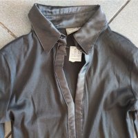 Блуза - риза с яка от сатен, снимка 1 - Блузи с дълъг ръкав и пуловери - 28406447