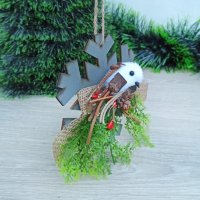 3394 Коледна украса Снежинка с птиче, 12 см, снимка 4 - Декорация за дома - 39158641