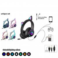 Bluetooth слушалки котешки уши CAT ear P33M в различни цветове, снимка 2 - Безжични слушалки - 33156401
