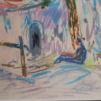 СТОЯН ВАСИЛЕВ 1904 - 1977 Пейзаж 1965 картина маслен пастелпастел, снимка 5 - Картини - 40040050