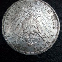 3 марки 1909 година Германия сребро, снимка 1 - Нумизматика и бонистика - 40121274