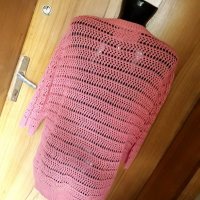 Коралова блуза плетка на дупки Л/ХЛ, снимка 3 - Блузи с дълъг ръкав и пуловери - 26741244