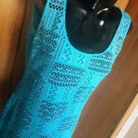 Тюркоазена рокля на дупки за плаж Л/ХЛ, снимка 3 - Бански костюми - 27409676