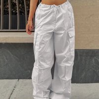Дамски широки ежедневни панталони с висока талия, 4цвята , снимка 4 - Панталони - 40076453