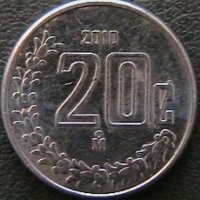20 центаво 2010, Мексико, снимка 1 - Нумизматика и бонистика - 28311580