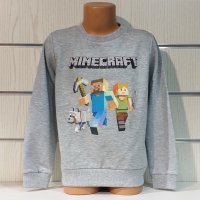 Нова детска ватирана блуза с дълъг ръкав Minecraft (Майнкрафт) в сив цвят, снимка 6 - Детски Блузи и туники - 38507153