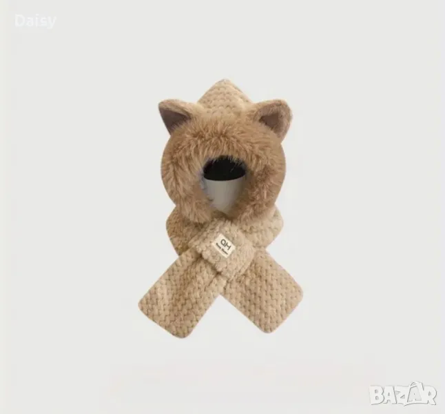 Шапка и шал с лисичи уши , снимка 1