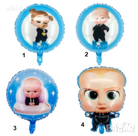 Бебе Бос Boss Baby born leader кръгъл фолио фолиев балон хелий и въздух парти рожден ден, снимка 1
