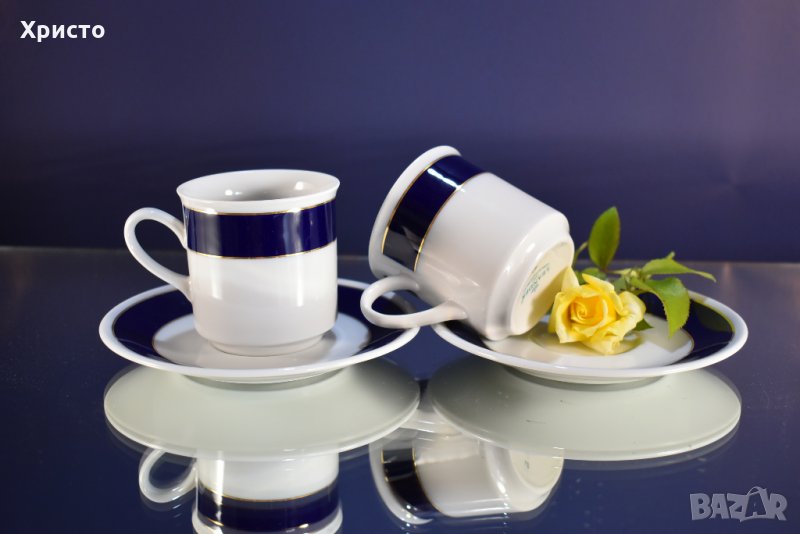 сервиз за кафе Чешки порцелан антикварен от завода LEANDER от 1907 година, фин бежов порцелан, снимка 1