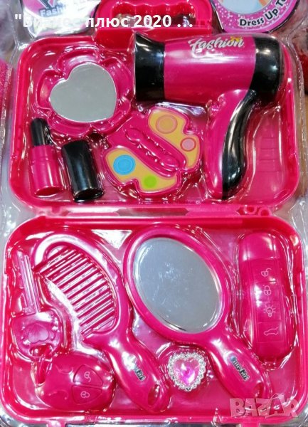 Детски фризьорски комплект в чанта розово, снимка 1
