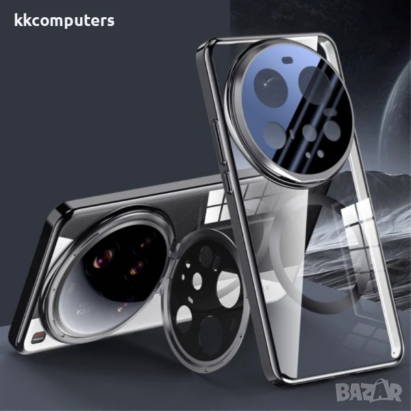 Удароустойчив Калъф с Магнит, Стойка и Скрийн Протектор за Xiaomi 15 Ultra – Черен, Сребрист, Прозра, снимка 1