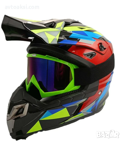 Каска Крос Мотор/Скутер/Бъги/Вело/АТВ с Очила -YF041, снимка 1