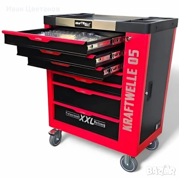 Професионална количка с инструменти Kraftwelle 05 - 7 чекмеджета и над 250 инструмента, снимка 1