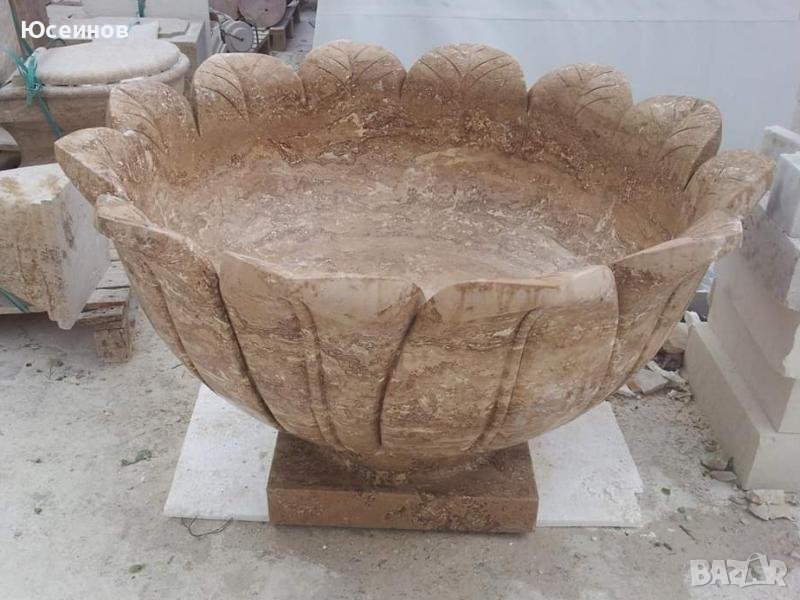 Саксия изработена от естествен камък - Травертин , снимка 1