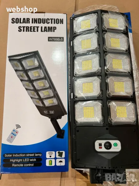LED Улична Соларна лампа за външно осветление с фотоклетка и дистанционно W789B-5, 3000W, снимка 1